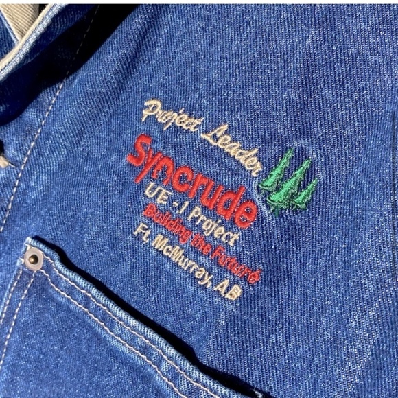 ID Wear Utility Style Denim Jean Jacket With Leather Collar S - Picture 5 of 11